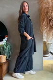 Arbi Needlecord Pop Over Shirt Dress Charcoal